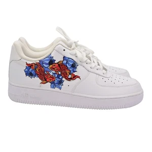 Nike Air Force 1 AF1 NEW Design Koi Fish Painted Custom Shoes Men 12 US RARE - Picture 1 of 12