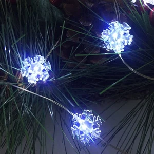 Battery Operated Mini Snowflake LED Fairy Lights with Timer for Weddings, 30 - Picture 1 of 6