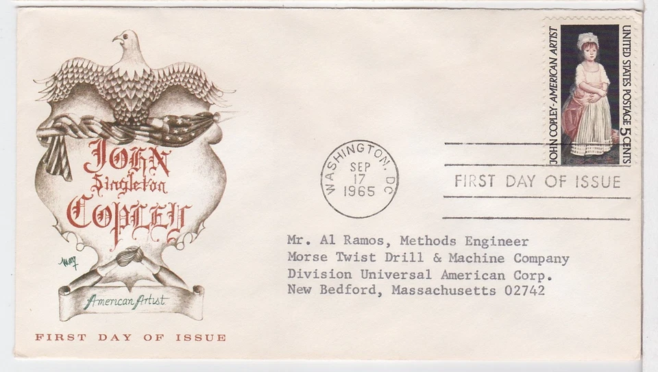 TurtlesTradingPost- John Singleton Copley #1273- 1965- FDC Marg Cachet - Image 1 of 1