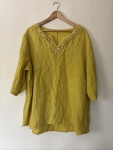 Made In Italy Yellow Linen Tunic Top Approx UK 20-22 - Bild 1 von 9
