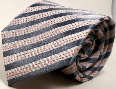 BANANAREPUBLIC шелк поли смесь галстук мужской серый белый оранжевый в полоску галстук новый - Изображение 1 из 4