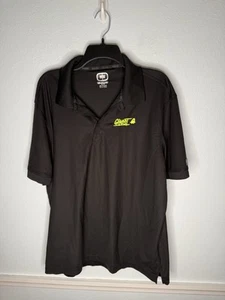 OGIO Ghost Energy Drink Logo Mens Work Polo Shirt Large Black Bright Green Logo - Picture 1 of 5