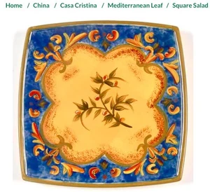 NEW Casa Cristina “Mediterranean Leaf” Square 8” Salad Side Bread Plate RARE - Picture 1 of 3