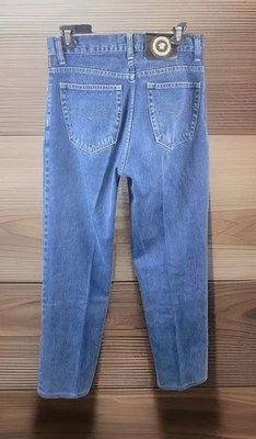 Pantalones de mezclilla de pierna recta azul de diseñador italiano Versace Signature para hombre talla 31/45 Foto 1 de 4