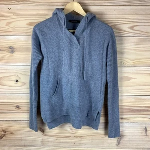 Saks Fifth Ave Cashmere Pullover Hoodie Sweater Womens Medium Blue Ribbed - Bild 1 von 15