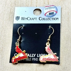 St Louis Cardinals Official MLB Mascot Game Day Earrings in Gold Tone, Baseball - Picture 1 of 5
