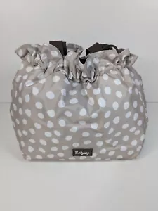 Thirty One Insulated Lunch Bag Cinch It Up Brown Polka Dot Drawstring Waterproof - Picture 1 of 8