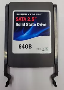 Super Talent SATA 2.5 Inch  64GB SSD P/N FTM064MU2P w/ Removable Clip-in Carrier - Picture 1 of 4