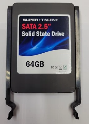 Super Talent SATA 2.5 Inch  64GB SSD P/N FTM064MU2P w/ Removable Clip-in Carrier - Image 1 of 4
