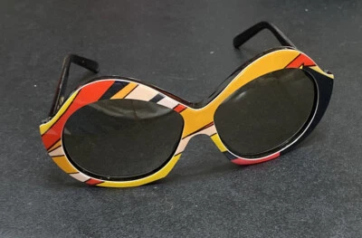 Emilio Pucci 1960’s Large Oversized Black/Orange/Red Psychedelic Sunglasses VHTF - Image 1 of 4