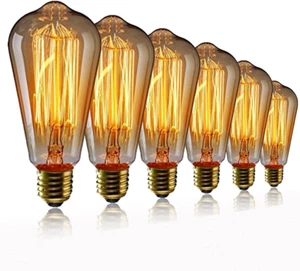 6x EYLM Edison Light Bulb E27 SCREW 2300K 40W Filament Vintage ST64 120L W-White - Picture 1 of 4