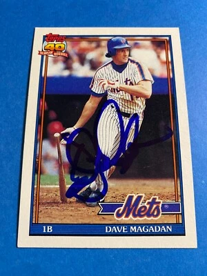 DAVE MAGADAN 1991 TOPPS AUTO IP SIGNED NEW YORK METS RED SOX PADRES MARLINS CUBS - Image 1 of 2