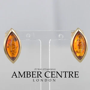 Italian Handmade German Baltic Amber in 9ct Gold Stud Earrings GS0044 RRP£395!!! - Picture 1 of 8
