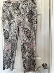 Tommy Hilfiger Stretch Hose Ankle Paisley Print hellbraun blau rosa Größe 16 - Bild 1 von 10