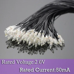 50pcs 3.8mm Mini Bulbs 2V 50mA Pre-Wired Grain of Wheat Bulbs Warm White - Picture 1 of 3