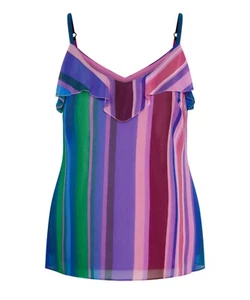 City Chic Remy Print Cami BNWT Rainbow Stripe Ladies Plus Size S 16 - Picture 1 of 5