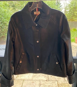 BNWT Tommy Hilfiger Black Faux Leather Jacket - Size UK M  - Picture 1 of 4