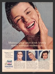 Noxzema Skin Beauty Cream Without Makeup 1960s Print Advertisement Ad 1963 - Afbeelding 1 van 1