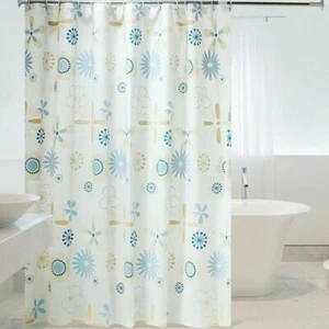 Duschvorhang Stoff 3D Blumen Wasserfest Waschbar Bad Vorhang Heim Lang Chic - Bild 1 von 10
