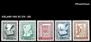 Islandia 1953 SC 278-282 REYKJABOK 10a -10k MNH OG MUY FINO - Imagen 1 de 2