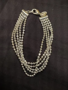 Vintage Silver Tone Metal Multi-strand Beaded Bracelet in Excellent Condition - Picture 1 of 4