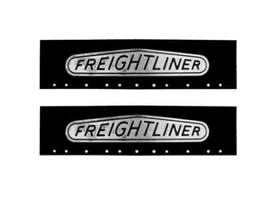 Freightliner Black/Silver 6" x 24" Semi Truck Mud Flap-quarter Fender Flaps-Set - Picture 1 of 2