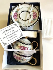 Sorelle Fine Porcelain Floral TEA FOR ONE SET- Teapot, Cup and Saucer-New in box - Picture 1 of 9