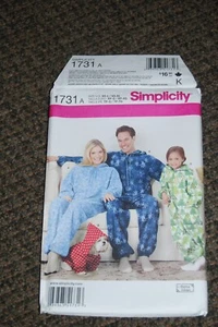 Simplicity 1731 sewing pattern, Uncut, S-XL Family Fleece Jumpsuits & dog coat - Picture 1 of 3