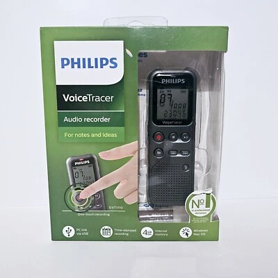 Phillips Voice Tracer Audio Recorder 4GB Model DVT1110 Handheld Notes Ideas  - Image 1 of 4