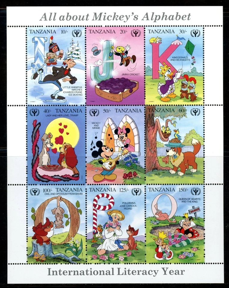 Disney -  Mickey's Alphabet Sheet Literacy - Tanzania 1991 - Image 1 of 1