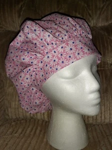  Pretty Pink Flowers Medical Surgical Bouffant Scrub Hat - Picture 1 of 1