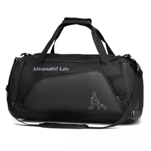 Nylon Fitness Bag Large Capacity Waterproof Sports Bag for Men Women (Black) - Picture 1 of 8