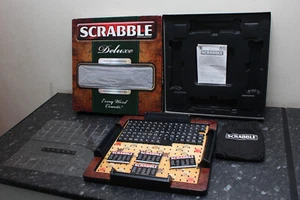 Scrabble Deluxe Crossword Game Tile Lock Gameboard 99% Complete Missing 1 Tile - Picture 1 of 19
