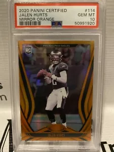 PSA Gem Mint 10 2020 Panini Certified Jalen Hurts Mirror Orange Rookie Card /199 - Picture 1 of 1