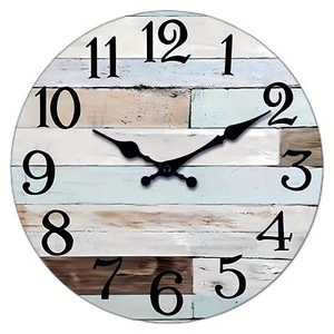 10 inch retro beach wall clock,wooden silent wall clock ,battery operated - Picture 1 of 10