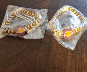 Set Of 2 Rare LA Lakers woven adjustable Bracelets With Lakers Logo And Colors - Picture 1 of 3