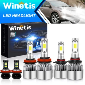 6x For 2009-2014 Nissan Murano 6000K White LED Headlight + Fog Light Bulbs Combo - Picture 1 of 9