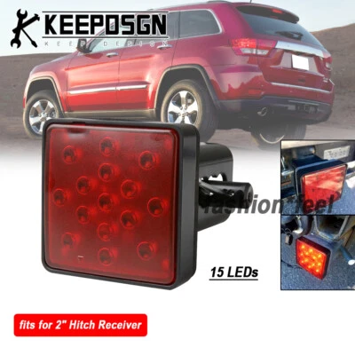 SUV Trailer 2'' Tow Hitch Light 15 LED Brake DRL Reverse for Jeep Grand Cherokee - Image 1 of 4