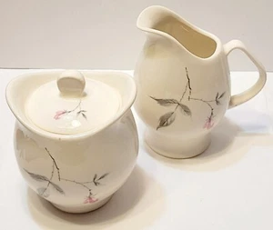 Vintage MCM Rosette Ballerina Rose Creamer Sugar Mid Century By Universal - Picture 1 of 12