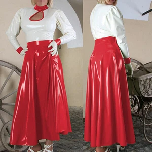 Vestido Top 100% Latex Rubber Blanco Cintura Alta Vestido Largo Pulido 0.4mmS-XXL - Imagen 1 de 4