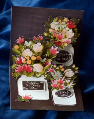 Mother's Day Pop-Up Card "Mason Jars", With Tab For Display. Up With Paper - Image 1 of 4