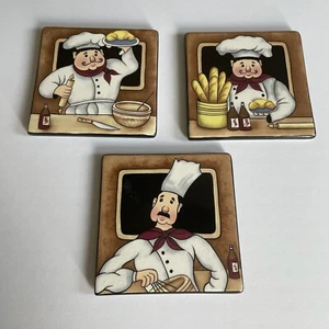 Juego de 3 remaches de cerámica o colgantes de pared 6x6 azulejos de decoración para chefs interiores del hogar - Imagen 1 de 8