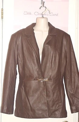 Chaqueta de cuero para mujer de la colección EXCELLED marrón suave talla M *XLNT  Foto 1 de 4