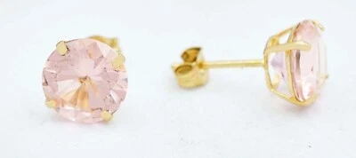 GENUINE 3.42 Cts MORGANITE STUD EARRINGS 14K GOLD - Free Appraisal  - NWT - Image 1 of 4