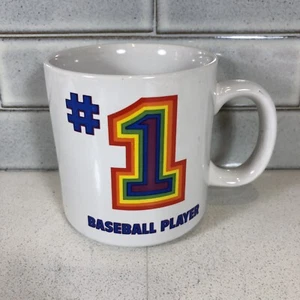 Vintage Papel #1 Baseball Player Coffee Mug Cup Rainbow Graphics Made In The USA - Picture 1 of 5