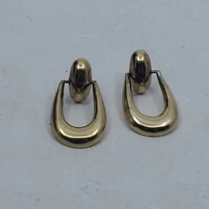 Estate Sterling Silver Gold Vermeil Door knocker Stud Earrings J19 - Picture 1 of 6