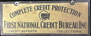 Vintage 1940s First National Credit Bureau, Inc. Metal Sign Collections Detroit - Picture 1 of 5