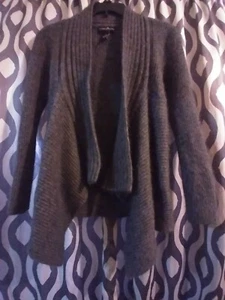 MERCER & MADISON (50% angora rabbit hair) dark grey size small cardigan sweater - Picture 1 of 4
