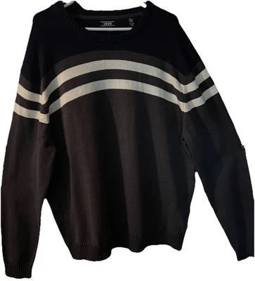 IZOD Mens Gray Blue & White Striped Premium Essentials Crewneck Sweater XXL - Image 1 of 4