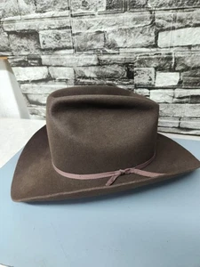 MILLER BROS VINTAGE COWBOYHUT 3X BIBER 7 3/8 BRAUN GROSS DAKOTA KRONE - Bild 1 von 13